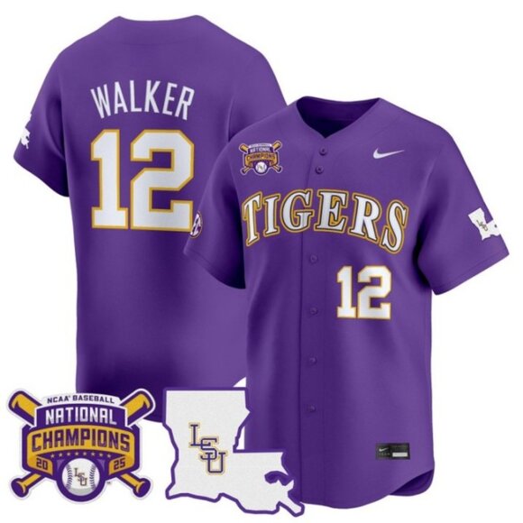 Mens Youths Kids Womens Todd Walker LSU Tigers 2025 CH Stitched Jersey